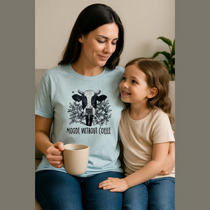 Comfort Colors “Moody Without Coffee”T-Shirt.Sz XL. Color Blast Light Blue. NWOT